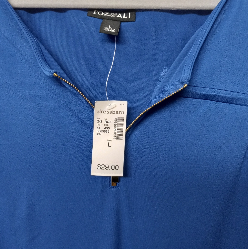 Bright blue outer. Cap sleeves.